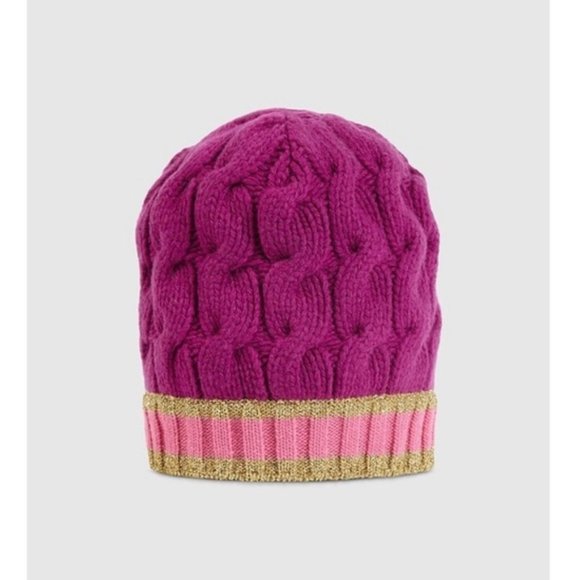 Pink and Gold Knit Beanie - Picture 11 of 13